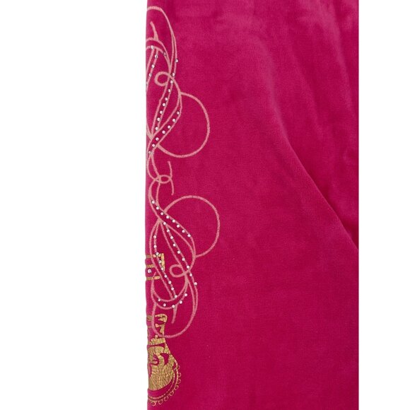 Vtg Y2K Juicy Couture Pink Velour Rhinestone Track Pants | Barbiecore McBling S - Picture 15 of 16